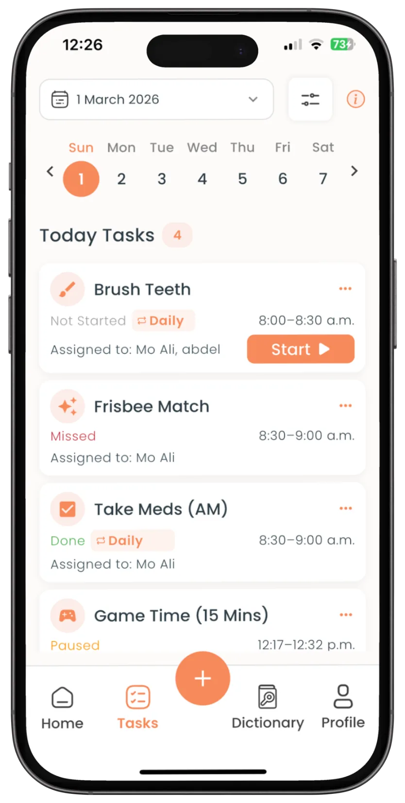 The MORO tasks screen ordered by what is due